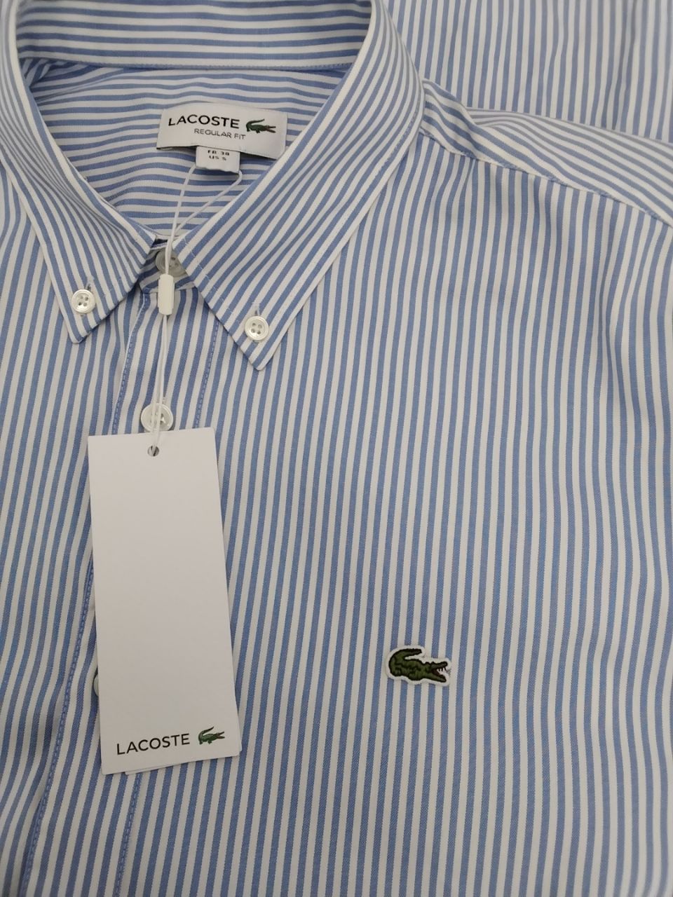 Camicia uomo Lacoste righe azzurro chiaro