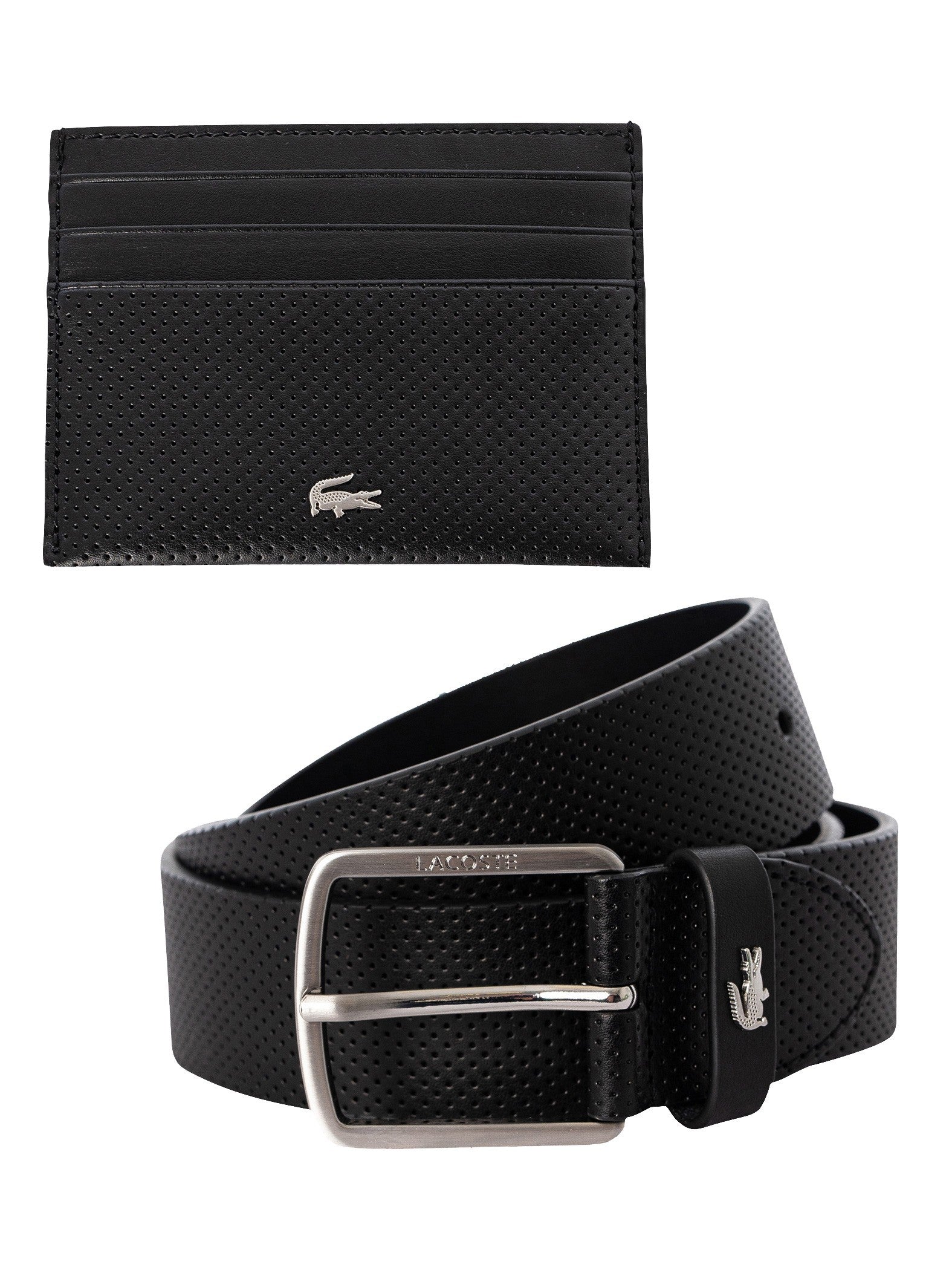 Set Cintura e Portacarte Lacoste Nero