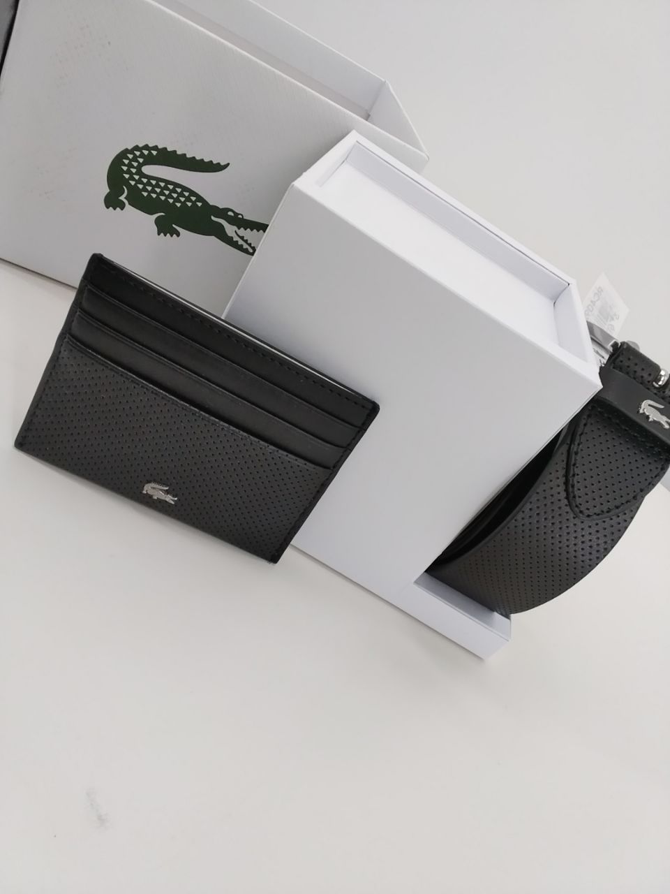 Set Cintura e Portacarte Lacoste Nero