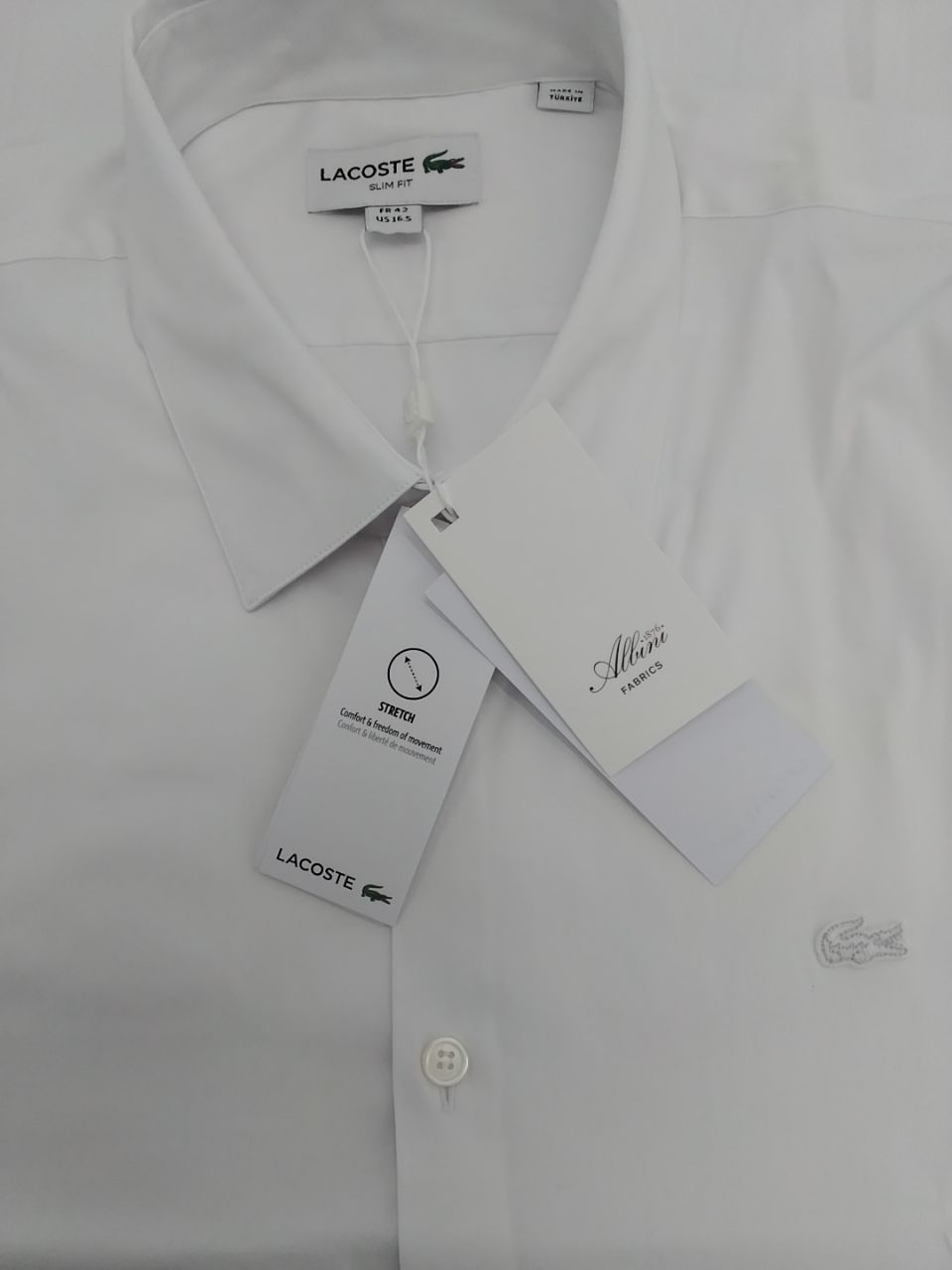Camicia uomo Lacoste bianca slim fit in popeline